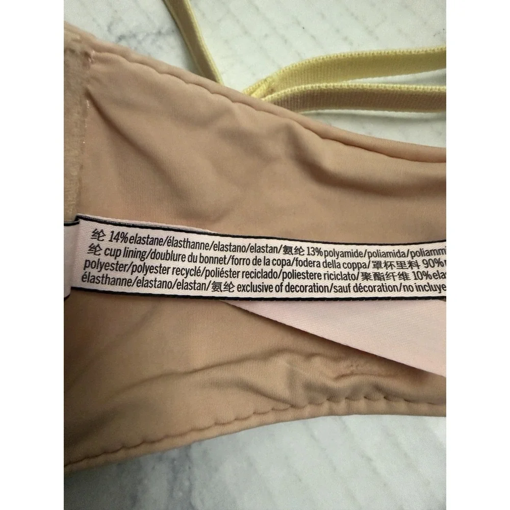 Victoria's Secret Pink Yellow Lace Racerback Front Close Push Up Bra 34C
